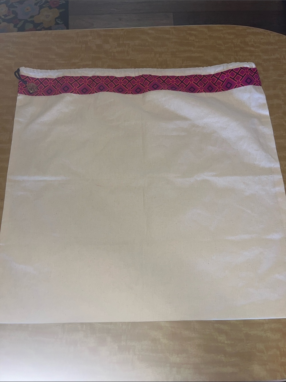 Tory Burch Cream Canvas Dust Bag with Pink Trim NWOT